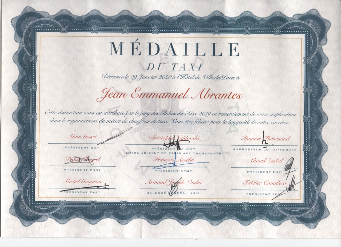 dcoration mdaille du taxi
